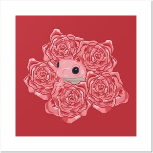 Frog in Bunch of Roses Posters and Art
